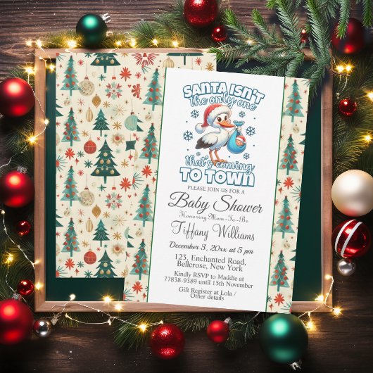 Winter Stork Precious Announcement Baby shower Kaart