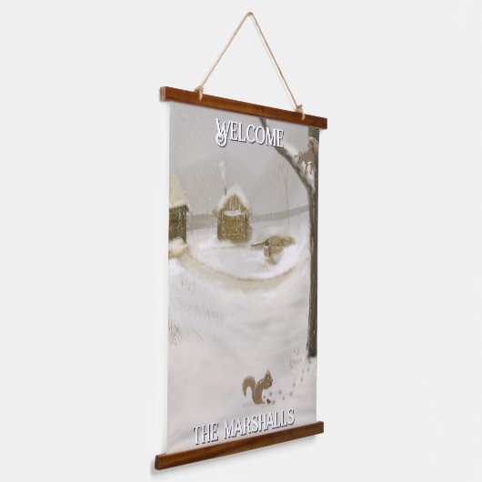 Winter Storm Personaliseer Houten Bovenwerk Wandta Hangend Wandkleed (Gebogen)