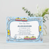 Winter Street Trams Kinder Verjaardag Kaart (Staand voorkant)