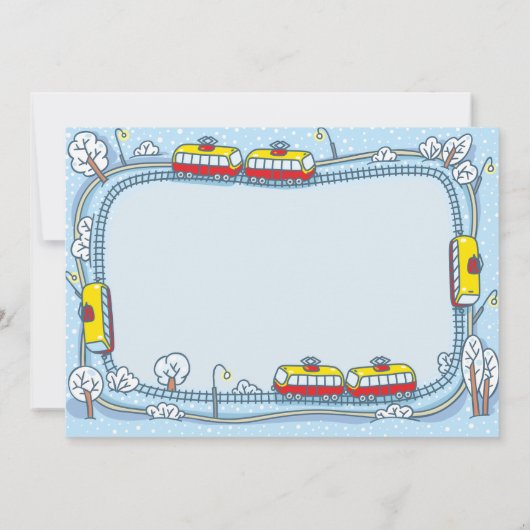 Winter Street Trams Kinder Verjaardag Kaart (Achterkant)