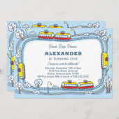 Winter Street Trams Kinder Verjaardag Kaart (Voorkant / Achterkant)