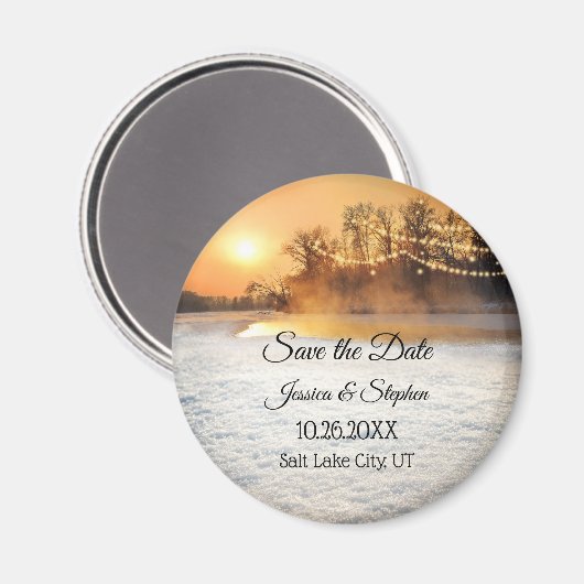 Winter String Lights Save the Date Magnet (Voorkant / Achterkant)