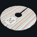 Winter Stripe Monogram Initiaal Kerstboom Rok<br><div class="desc">Winter Stripe Custom Personalized Monogram Initiaal Tree Skirt</div>