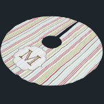 Winter Stripe Monogram Initiaal Kerstboom Rok<br><div class="desc">Winter Stripe Custom Personalized Monogram Initiaal Tree Skirt</div>