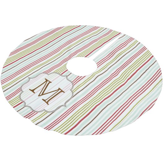 Winter Stripe Monogram Initiaal Kerstboom Rok (Gekanteld)