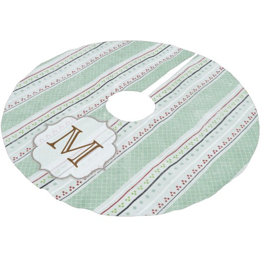 Winter Stripe Monogram Initiaal Kerstboom Rok (Gekanteld)