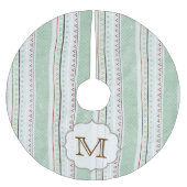 Winter Stripe Monogram Initiaal Kerstboom Rok (Voorkant)