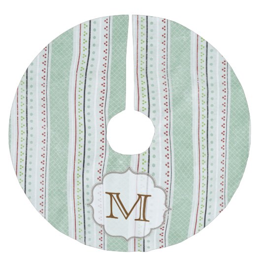 Winter Stripe Monogram Initiaal Kerstboom Rok (Voorkant)