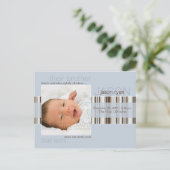 Winter Stripes Blue · Baby Aankondiging (Staand voorkant)