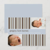 Winter Stripes Blue · Baby Aankondiging (Voorkant / Achterkant)