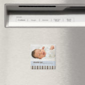 Winter Stripes Blue · Baby Aankondiging Magneet (Insitu (Vaatwasser))