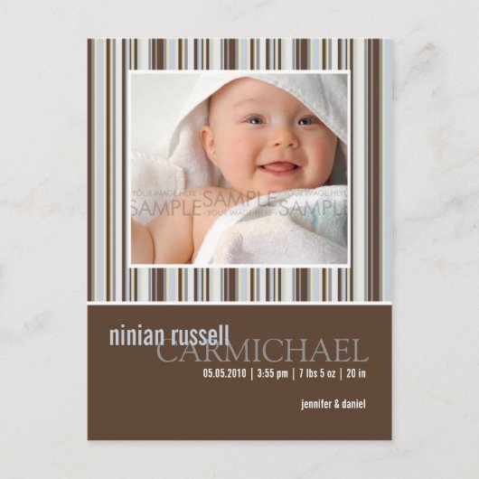Winter Stripes Brown · Aankondiging van de Baby (Voorkant)