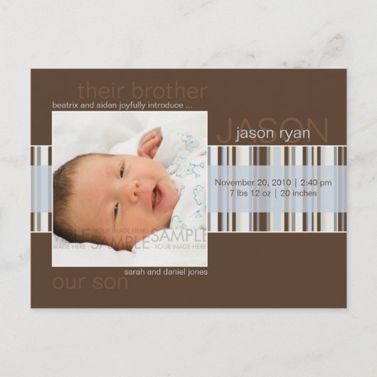 Winter Stripes Brown · Aankondiging van de Baby (Voorkant)