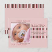Winter Stripes Roze · Baby Aankondiging (Voorkant / Achterkant)