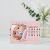 Winter Stripes Roze · Baby Aankondiging (Staand voorkant)