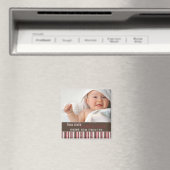 Winter Stripes Roze · Baby Aankondiging Magneet (Insitu (Vaatwasser))