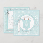 Winter Stropdas en Snowflake Print Boy Baby shower Kaart (Voorkant / Achterkant)