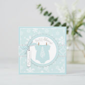 Winter Stropdas en Snowflake Print Boy Baby shower Kaart (Staand voorkant)