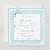 Winter Stropdas en Snowflake Print Boy Baby shower Kaart (Achterkant)