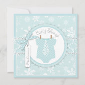 Winter Stropdas en Snowflake Print Boy Baby shower Kaart (Voorkant)
