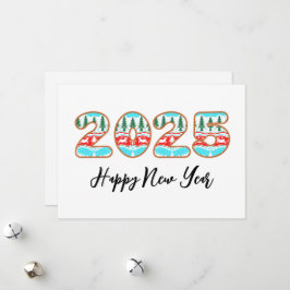 Winter Style Simple Happy New Years Cards 2025 Feestdagenkaart