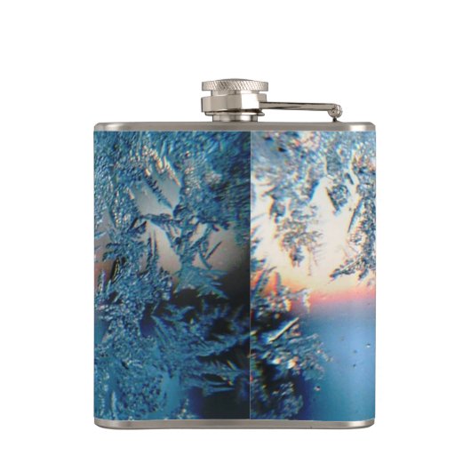 Winter Sunlight Through Frosted Ice Crystals Glass Heupfles (Achterkant)