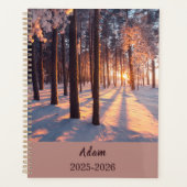 Winter Sunrise Forest Personalized Yearly Organize Planner (Voorkant)