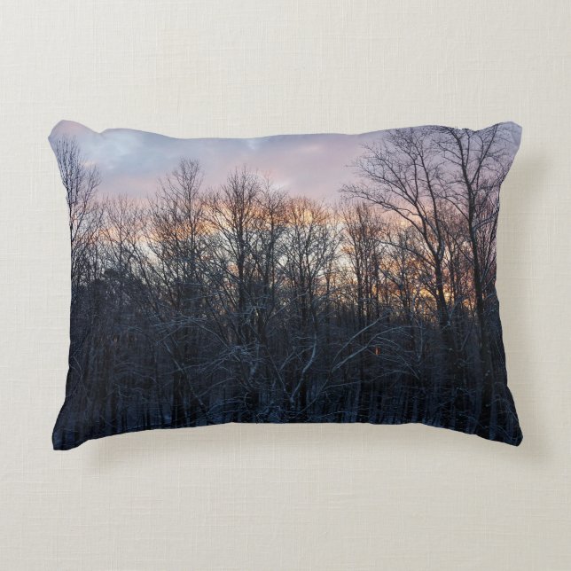 Winter Sunrise I Pastel Natuur Landschap Accent Kussen (Voorkant)