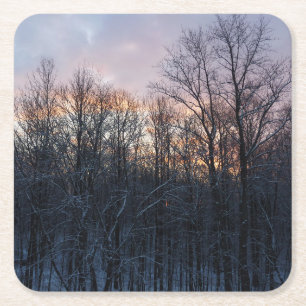 Winter Sunrise I Pastel Natuur Landschap Kartonnen Onderzetters