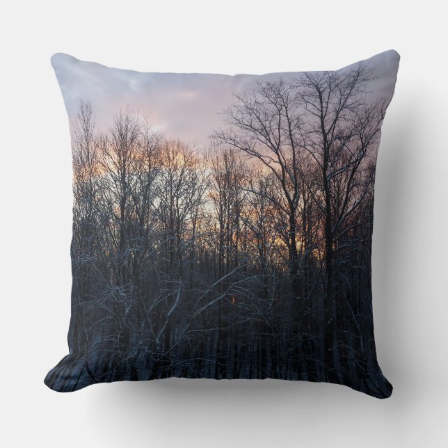 Winter Sunrise I Pastel Natuur Landschap Kussen (Voorkant)