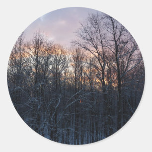 Winter Sunrise I Pastel Natuur Landschap Ronde Sticker
