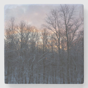 Winter Sunrise I Pastel Natuur Landschap Stenen Onderzetter