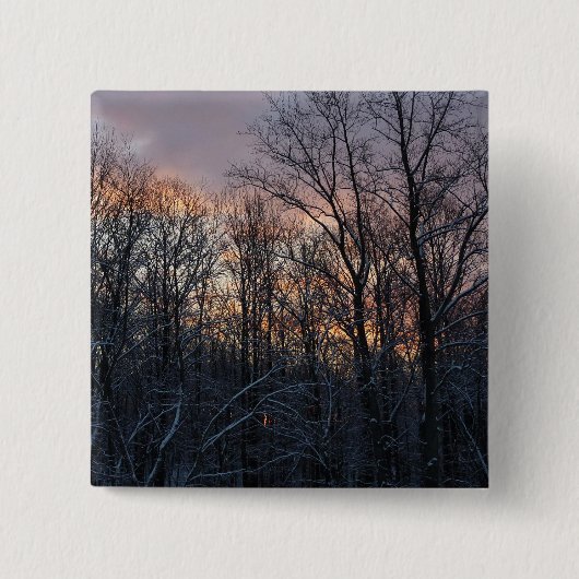 Winter Sunrise I Pastel Natuur Landschap Vierkante Button 5,1 Cm (Voorkant)
