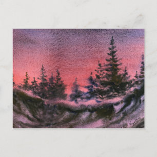 "Winter Sunset" Briefkaart voor landwegen