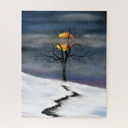 Winter Sunset Jigzaag Puzzle Legpuzzel (Verticaal)