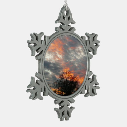 Winter Sunset Natuur Landscape Photography Tin Sneeuwvlok Ornament (Links)