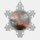 Winter Sunset Natuur Landscape Photography Tin Sneeuwvlok Ornament (Voorkant)