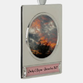 Winter Sunset Natuur Landscape Photography Verzilverd Banner Ornament (Rechts)