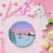 winter sunset papieren bordje (Feest)