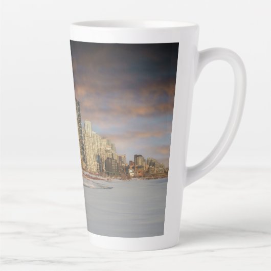 Winter Sunset Scene bij Calgary Skyline Latte Mok (Rechts)