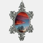 "Winter Sunset" Tin Sneeuwvlok Ornament (Links)
