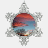 "Winter Sunset" Tin Sneeuwvlok Ornament (Voorkant)