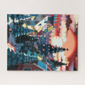 Winter Sunset Village Legpuzzel (Horizontaal)