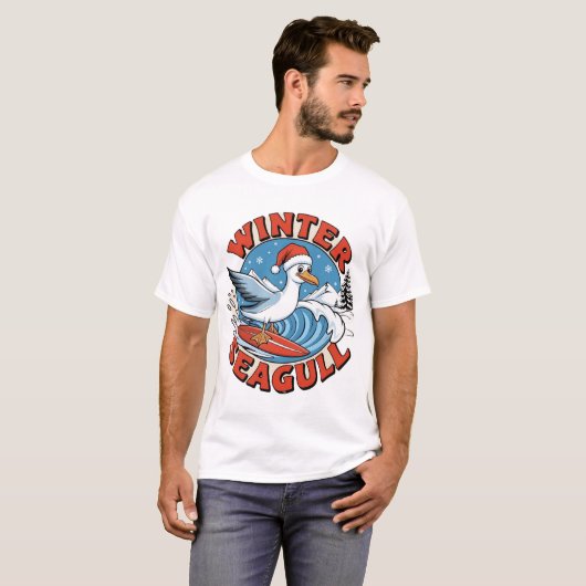 Winter Surfer Seagull T-shirt (Voorkant volledig)