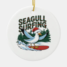 Winter Surfer Zeemeeuw, Kerstmis Zeemeeuw Keramisch Ornament