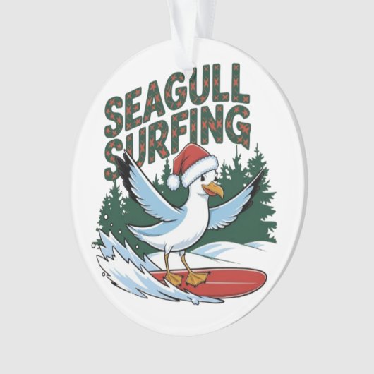 Winter Surfer Zeemeeuw, Kerstmis Zeemeeuw Ornament (voorkant)