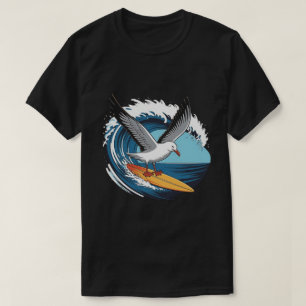 Winter Surfer Zeemeeuw, Meeuw Surft T-shirt