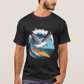 Winter Surfer Zeemeeuw, Zeemeeuw Surfen T-shirt (Voorkant)