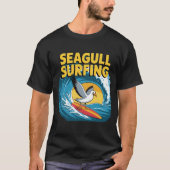 Winter Surfer Zeemeeuw, Zeemeeuw Surfen T-shirt (Voorkant)