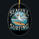 Winter Surfer Zeemeeuw, Zeemeeuw Surfen, Zeemeeuw Keramisch Ornament<br><div class="desc">Winter Surfer Zeemeeuw: Een verhaal van onwaarschijnlijke vriendschap In het hart van de winter, toen de wateren van de oceaan zo koud waren als ijs en de wind huilde als boze wolven, leefde er een dappere en avontuurlijke meeuw genaamd Pip. In tegenstelling tot zijn gevederde vrienden die samenkropen voor warmte,...</div>
